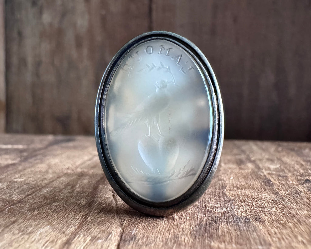 dove on a heart fob L’AMOUR wax seal fob - antique wax seal