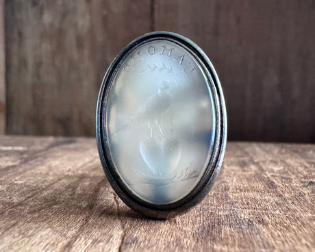 dove on a heart fob L’AMOUR wax seal fob - antique wax seal