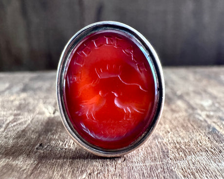 two doves under crown antique fob seal - L'AMITIE