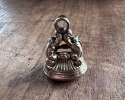 a winged cherub delivering a heart fob seal - L'AMITIE - antique wax seal