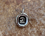 custom for A - crescent moon wax seal necklace - platinum wax seal jewelry