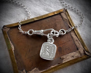 witch intaglio wax seal necklace charm - all have their hobbies - reversible sterling silver wax seal jewelry