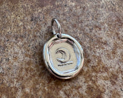 custom for A - crescent moon wax seal necklace - platinum wax seal jewelry