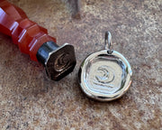 custom for A - crescent moon wax seal necklace - platinum wax seal jewelry