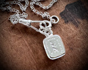 witch intaglio wax seal necklace charm - all have their hobbies - reversible sterling silver wax seal jewelry