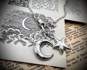 moon and star necklace pendant - celestial jewelry