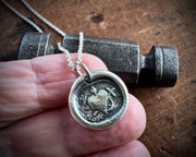 heart wax seal necklace - faith hope charity wax seal jewelry