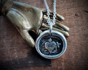 heart wax seal necklace - faith hope charity wax seal jewelry