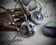 full moon and star necklace pendant