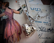 heart beach rock necklace pendant in faux gold