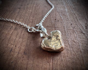 heart beach rock necklace pendant in faux gold