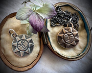 sun and moon necklace pendant - bronze headstone jewelry