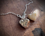 heart beach rock necklace pendant in faux gold