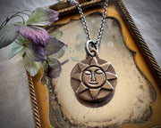 sun and moon necklace pendant - bronze headstone jewelry