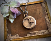 sun and moon necklace pendant - bronze headstone jewelry