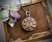 sun and moon necklace pendant - bronze headstone jewelry