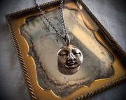 full moon necklace pendant - bronze - man in the moon jewelry