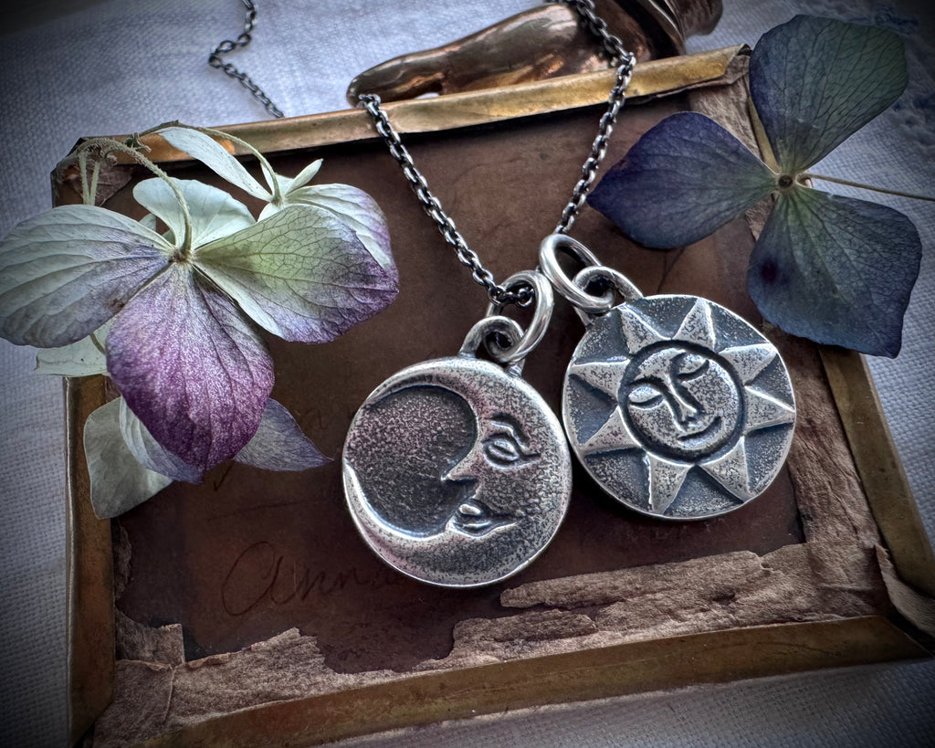 sun and moon necklace pendant - headstone jewelry