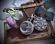 sun and moon necklace pendant - headstone jewelry