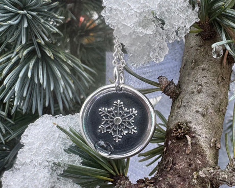 snowflake wax seal necklace pendant - wintry wax seal jewelry