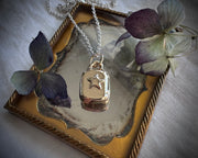 witch intaglio wax seal necklace charm - all have their hobbies - reversible 14k gold wax seal jewelry