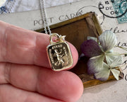 witch intaglio wax seal necklace charm - all have their hobbies - reversible 14k gold wax seal jewelry