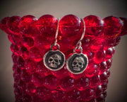 skull earrings - memento mori - wax seal jewelry