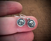 skull earrings - memento mori - wax seal jewelry