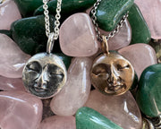 full moon necklace pendant - bronze - man in the moon jewelry