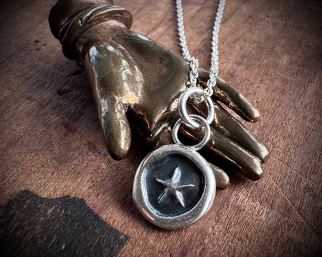 star wax seal necklace pendant - celestial jewelry