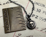 skull necklace charm - tiny bronze skull - memento mori wax seal jewelry