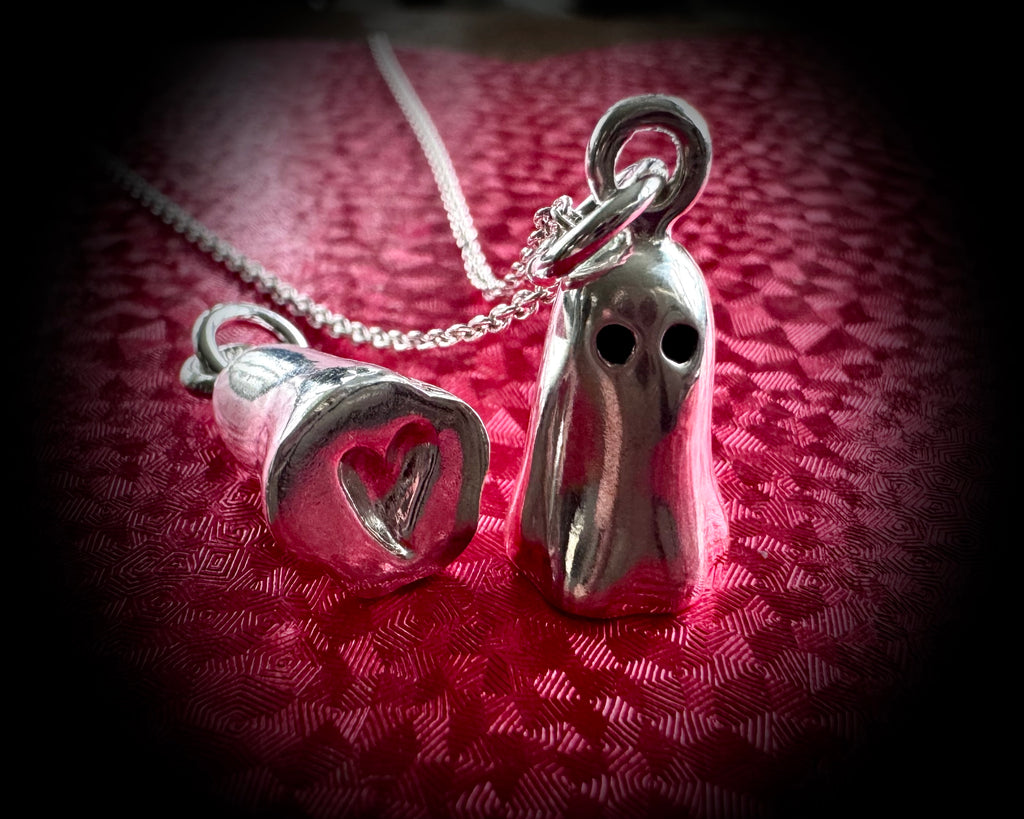 Hestia the ghost necklace pendant - impressionable heart ghost wax seal jewelry