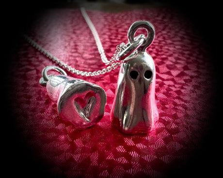 Hestia the ghost necklace pendant - impressionable heart ghost wax seal jewelry