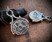 memento mori skull and bones pendant -  reversible fob wax seal jewelry