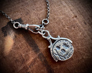 memento mori skull and bones pendant -  reversible fob wax seal jewelry