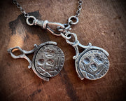 memento mori skull and bones pendant -  reversible fob wax seal jewelry
