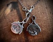 memento mori skull and bones pendant -  reversible fob wax seal jewelry
