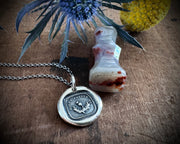 Scottish thistle wax seal necklace - dinna forget me - outlander jewelry