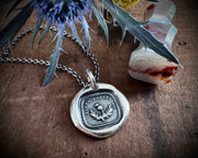 Scottish thistle wax seal necklace - dinna forget me - outlander jewelry