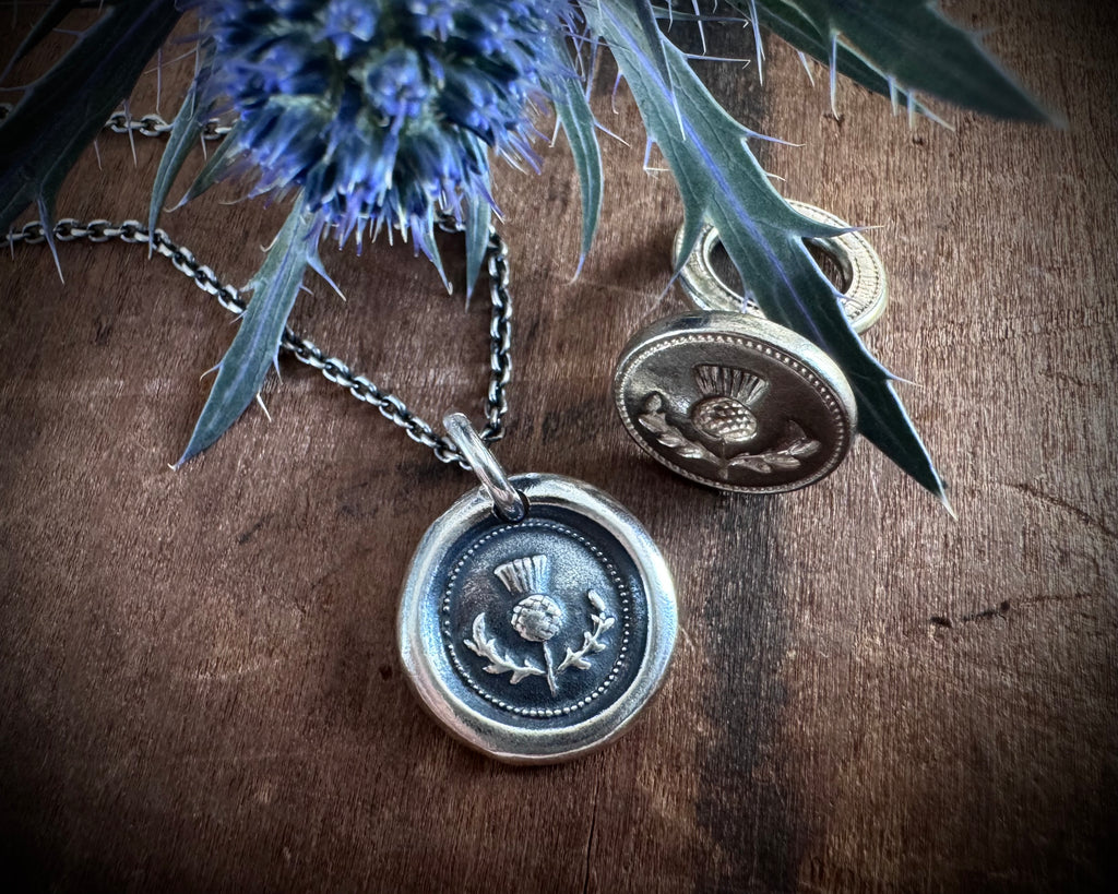 Scottish thistle wax seal necklace - wax seal jewelry