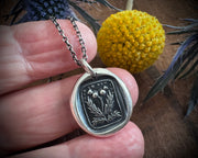 Scottish thistles wax seal necklace - FRAE YE KEN WHA