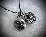 Snow Moon or Cold Moon necklace pendant ... reversible full moon celestial jewelry