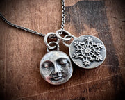 Snow Moon or Cold Moon necklace pendant ... reversible full moon celestial jewelry