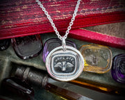 winged hourglass wax seal necklace - carpe diem - seize the day