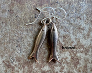 bronze fish earrings