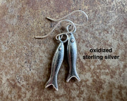 oxidized fishy earrings