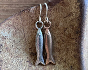 mixed metal fish earrings