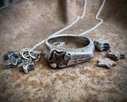 tiny star fossil ring - crinoid star - fossil hunter jewelry