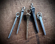 ghost town square cut nail necklace pendant - sterling silver pendulum jewelry