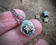 tiny star fossil pendant - crinoid star - fossil hunter jewelry